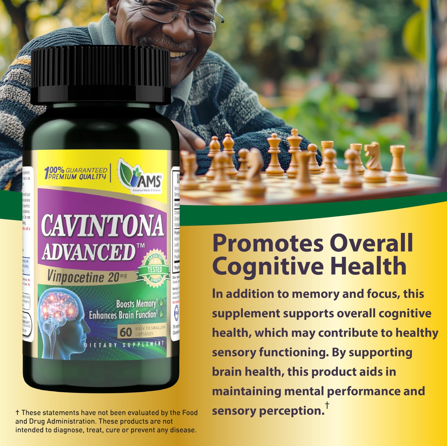 America Medic & Science Cavintona Vinpocetine 20mg – 60 Capsules | Memory, Focus & Brain Health