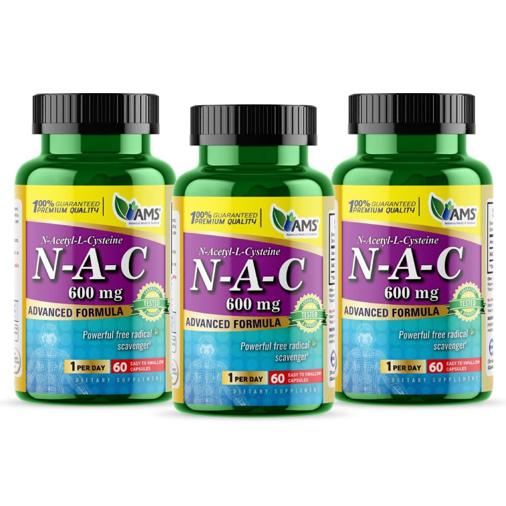 America Medic & Science NAC 600mg – NAC for Lung Health, Immune Support & Liver Health | 60 Capsules (Pack of 3)