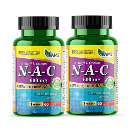 America Medic & Science NAC 600mg – NAC Supplement for Lung Health & Immune Support, Liver Support | 60 Capsules (Pack of 2)