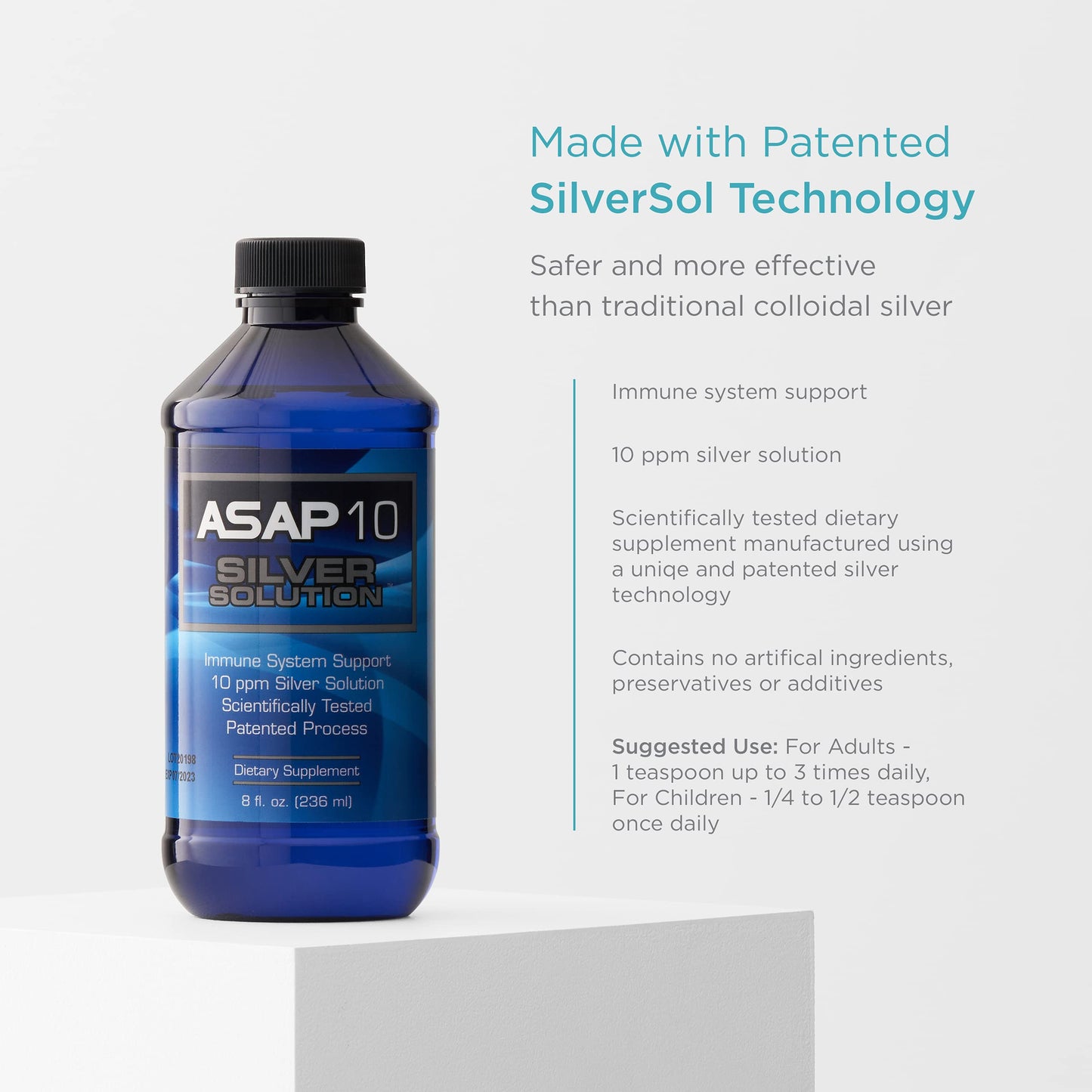 American Biotech Labs ASAP 10 Silver Solution - Immune Support (10 PPM, 8 fl oz)