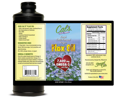 Cal's Flax Oil - Cold Pressed Flaxseed Oil, Omega-3, 32 oz