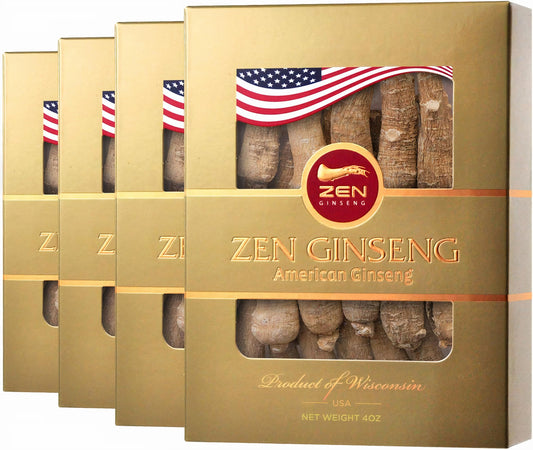 4 Boxes American Ginseng Root — Super Long Jumbo Wisconsin Ginseng (4oz/Box) Performance & Mental Health for Men & Women BritishVita | Premium UK Vitamins & Wellness Supplements