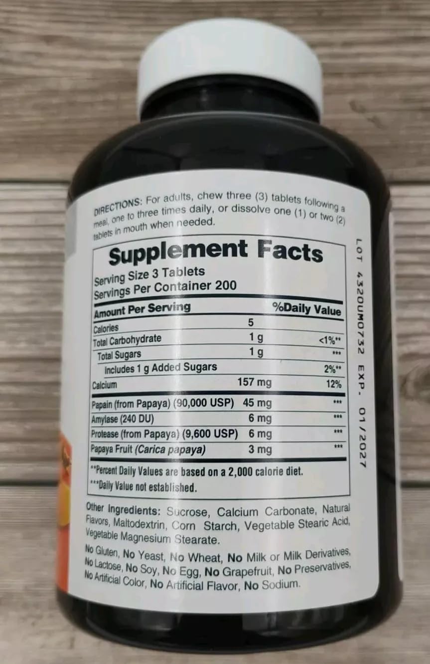 AMERICAN HEALTH Papaya Enzyme Original 600 CT – Digestive Support