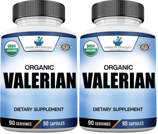 American Standard Organic Valerian – 90 Capsules, Pack of 2 | Vegan, Gluten Free, Non-GMO BritishVita | Premium UK Vitamins & Wellness Supplements