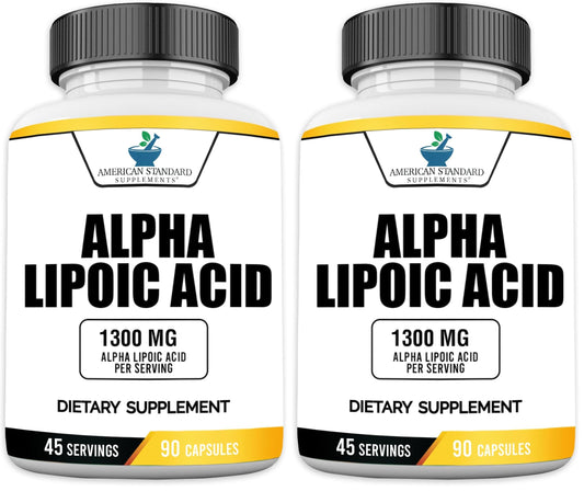 American Standard Alpha Lipoic Acid 1300mg per Serving - 90 Capsules, Pack of 2 BritishVita | Premium UK Vitamins & Wellness Supplements