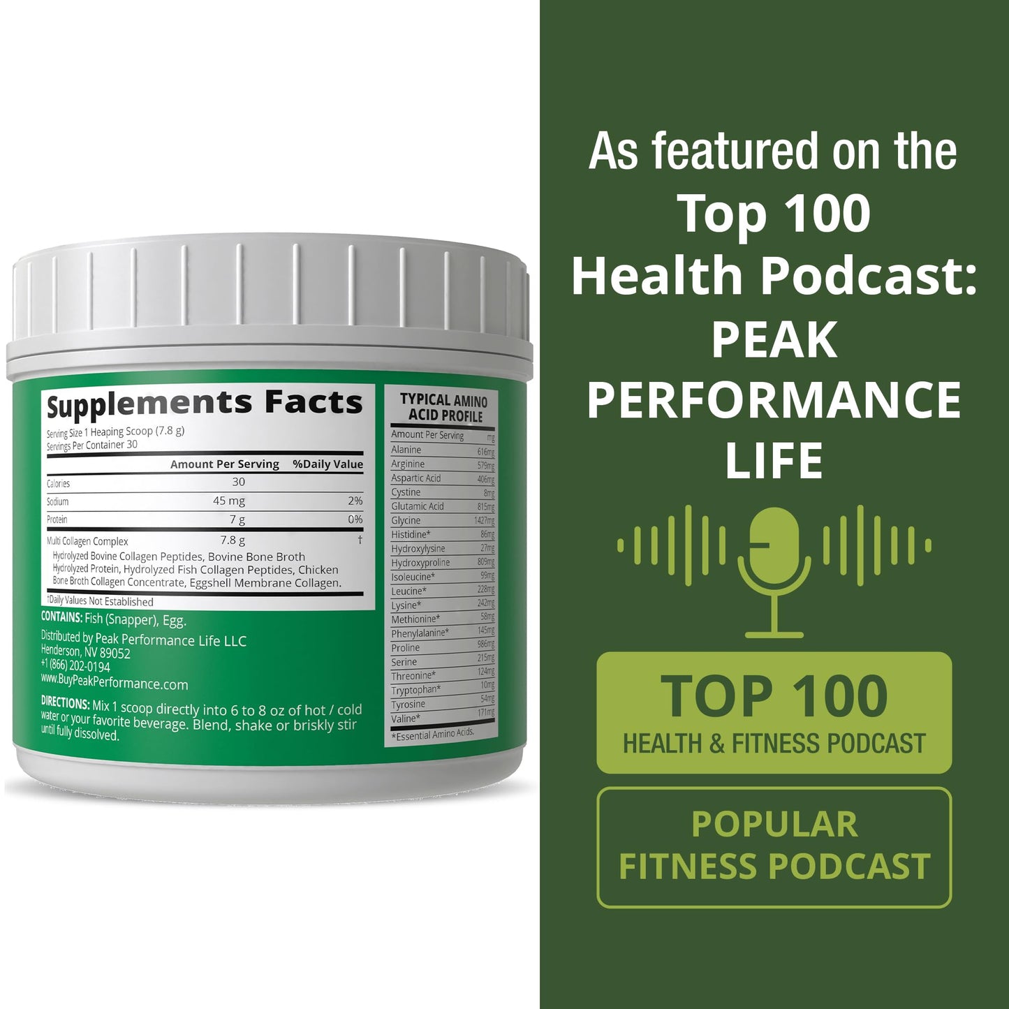 Peak Performance All 5 Multi-Collagen Powder – Types I, II, III, V, X | Keto & Paleo