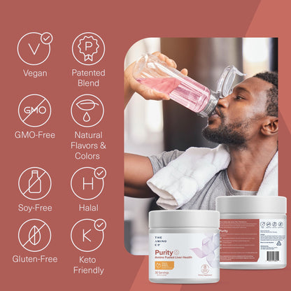 The Amino CO. Purity – Liver Support Supplement with Essential Amino Acids for Liver Detox Cleanse – Boost Liver Health for Optimal Liver Support – Peach Mango, 30 Servings