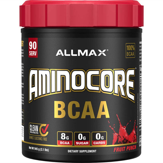 ALLMAX AMINOCORE BCAA – Fruit Punch, 945 g | 90 Servings, 8.18 g BCAA per Serving BritishVita | Premium UK Vitamins & Wellness Supplements