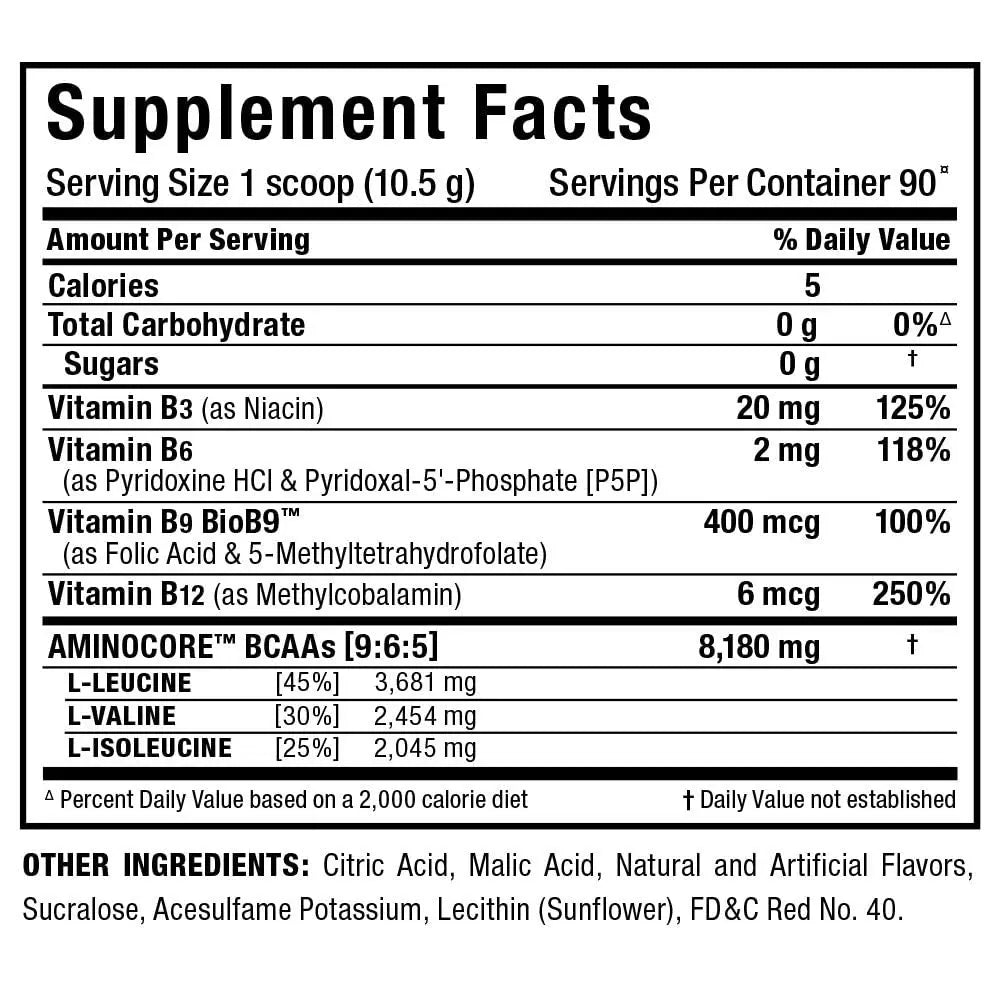 ALLMAX AMINOCORE BCAA – Fruit Punch, 945 g | 90 Servings, 8.18 g BCAA per Serving BritishVita | Premium UK Vitamins & Wellness Supplements