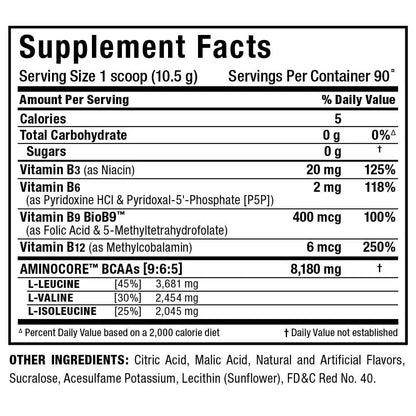 ALLMAX AMINOCORE BCAA – Fruit Punch, 945 g | 90 Servings, 8.18 g BCAA per Serving BritishVita | Premium UK Vitamins & Wellness Supplements