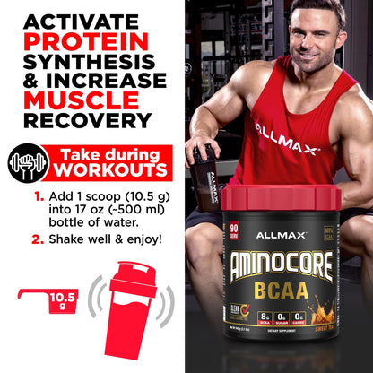 ALLMAX Nutrition AMINOCORE BCAA Powder - 315 g, Fruit Punch | Intra & Post-Workout Recovery