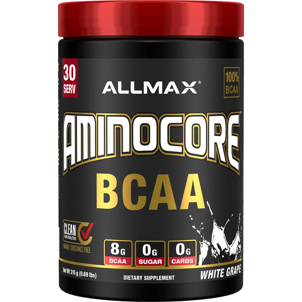 ALLMAX Nutrition AMINOCORE BCAA Powder – 8.18 g Amino Acids, Intra & Post-Workout Recovery, Gluten Free, White Grape, 315 g