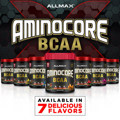 ALLMAX Nutrition AMINOCORE BCAA Powder – 8.18 g Amino Acids, Intra & Post-Workout Recovery, Gluten Free, White Grape, 315 g