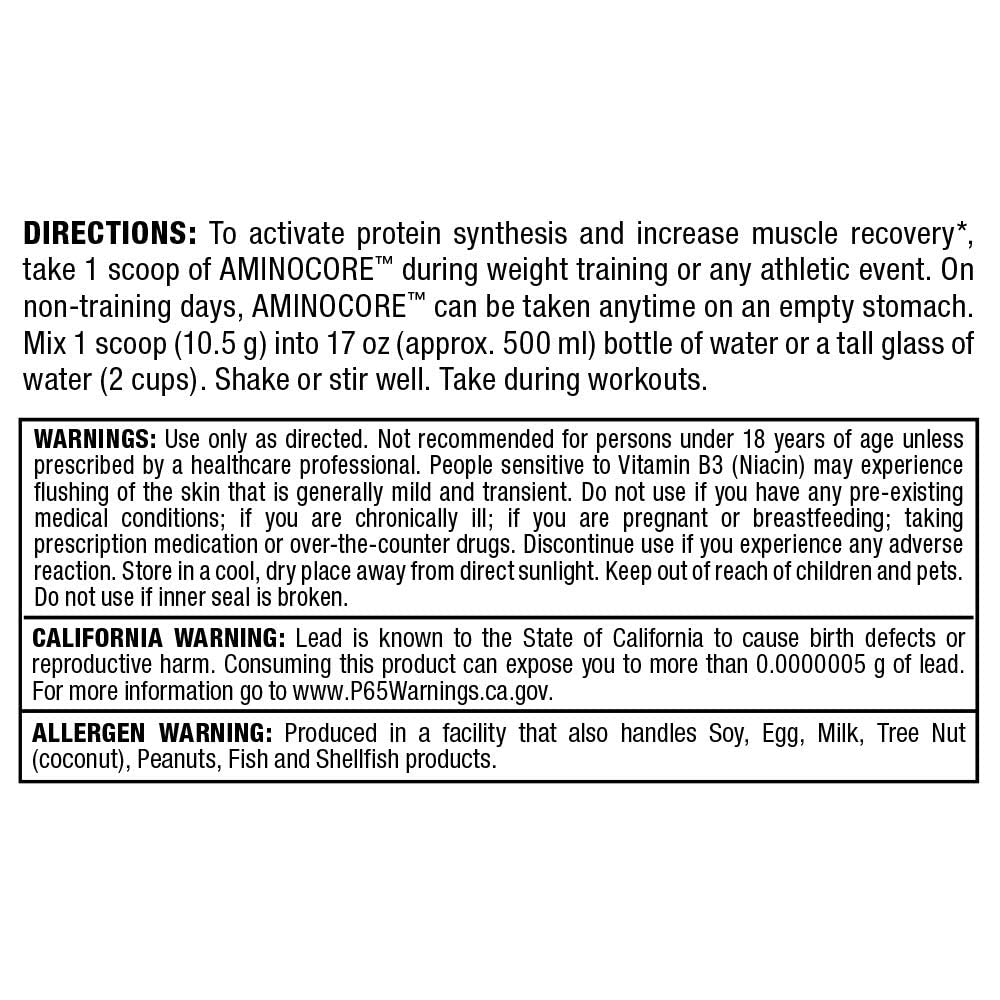 ALLMAX Nutrition AMINOCORE BCAA Powder – 8.18 g Amino Acids, Intra & Post-Workout Recovery, Gluten Free, White Grape, 315 g