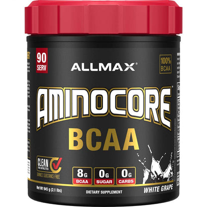 ALLMAX AMINOCORE BCAA Powder – 8,180 mg BCAAs, White Grape, 945 g