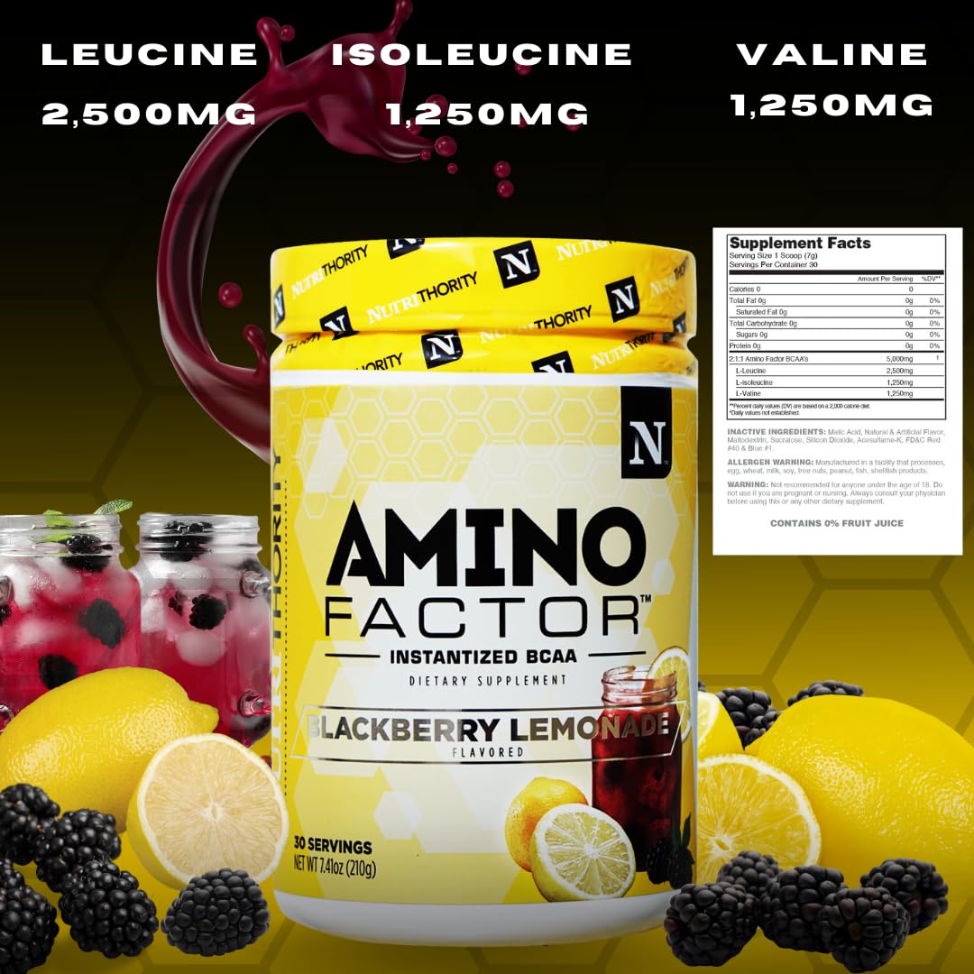 Nutrithority Amino Factor Instantized BCAAs – Gushing Gummy, 30 Servings, Sugar Free