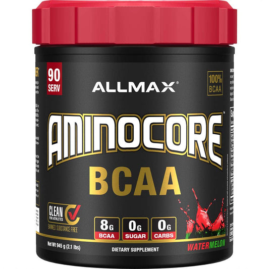 ALLMAX AMINOCORE BCAA Powder – Watermelon, 8,180 mg BCAAs, 945 g BritishVita | Premium UK Vitamins & Wellness Supplements