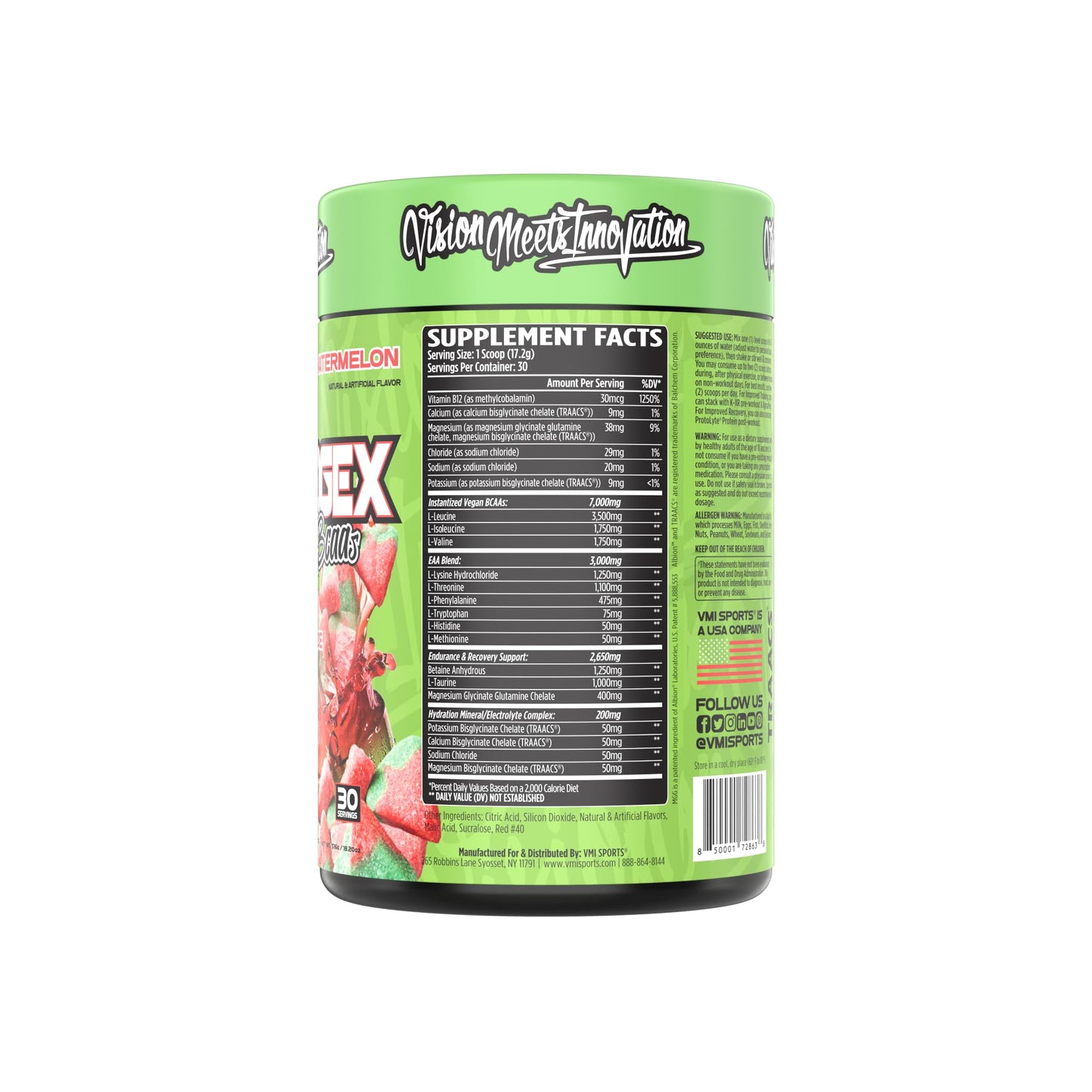 Aminogex Ultra BCAA Powder with Betaine & Glutamine – Intra-Workout Electrolyte Drink (Watermelon, 30 Servings)