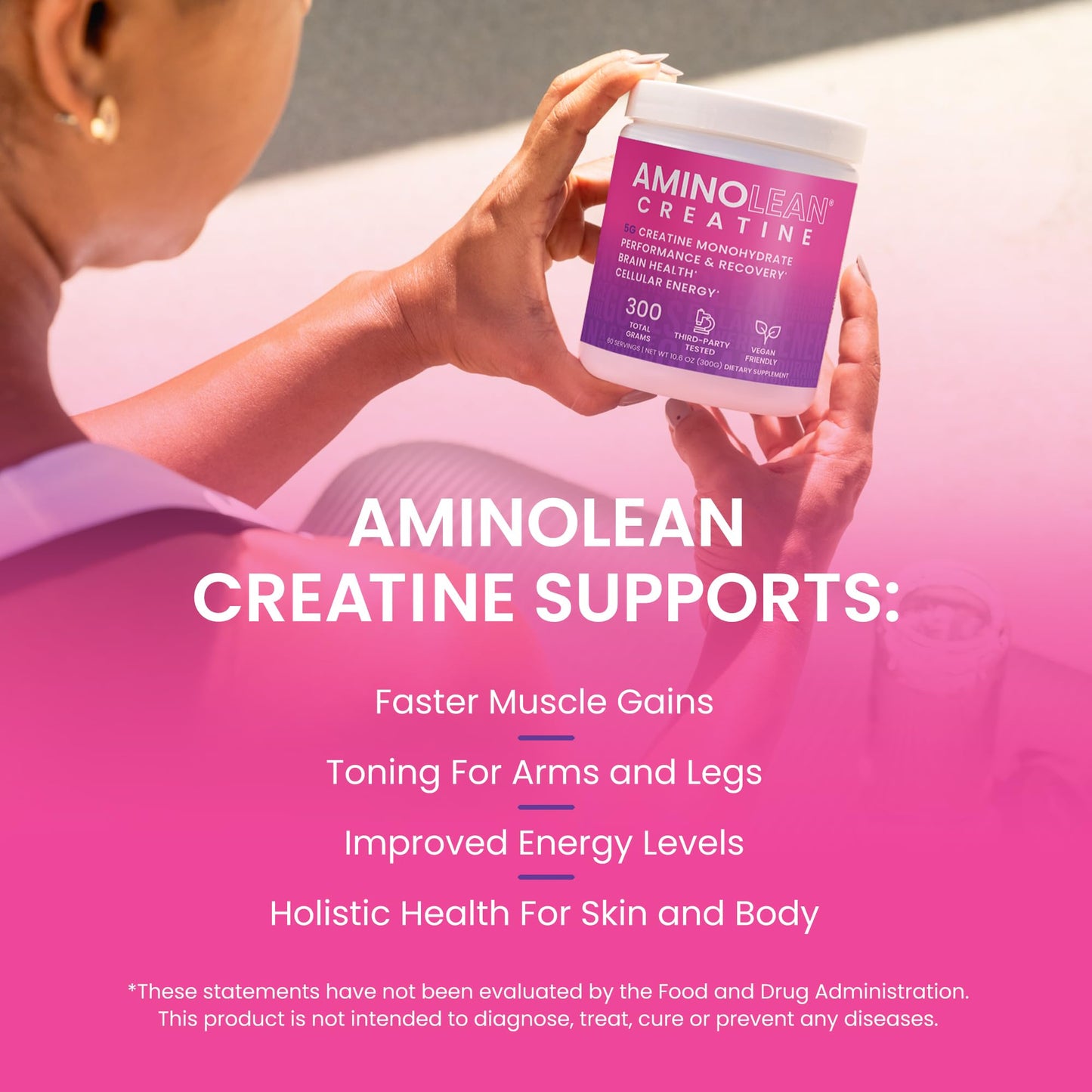 AminoLean Creatine – Pure Micronized Creatine Monohydrate Powder 300g for Women and Men
