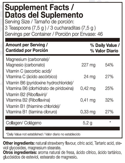 AML Sport Collagen with Magnesium + Vitamin C, B1, B2 & B6 Powder – 350g (Strawberry) – Gluten Free & Sugar Free