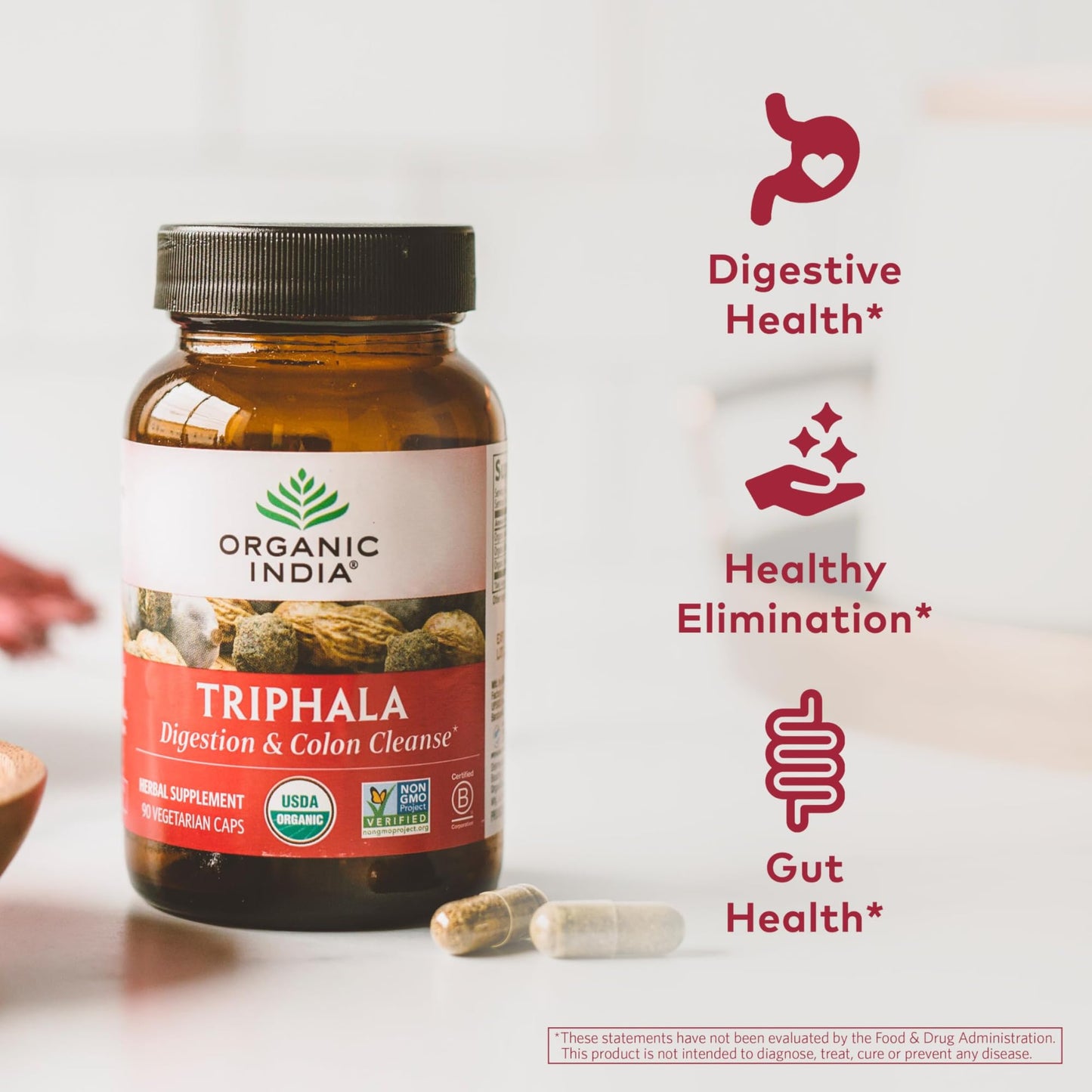 Organic India Triphala Capsules – Digestive & Immunity Support, 90 Veg Capsules