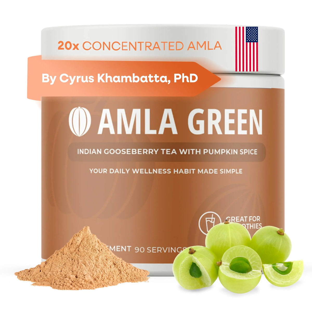 Amla Green 20x Concentrated Amla Powder with Pumpkin Spice – 90 Servings BritishVita | Premium UK Vitamins & Wellness Supplements