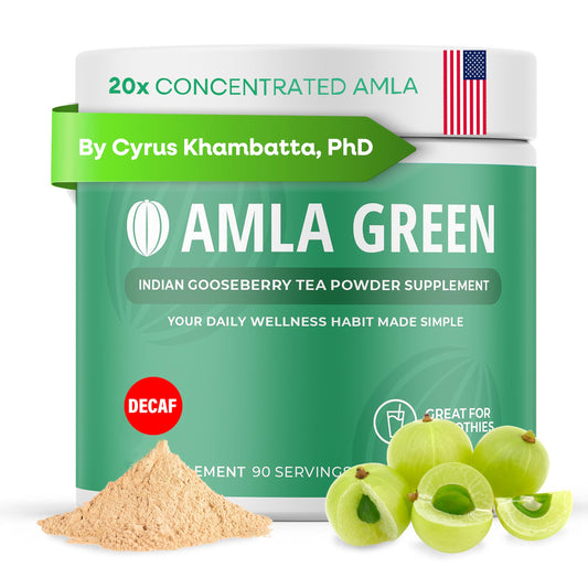 Amla Green: 20x Concentrated Amla Powder + Decaf Green Tea | Organic, Vegan, 90 Servings BritishVita | Premium UK Vitamins & Wellness Supplements
