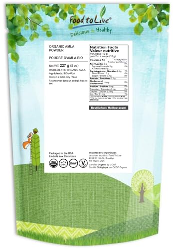 Food to Live Organic Amla Powder (Amalaki) – 8 oz, Non-GMO, Raw, Vegan