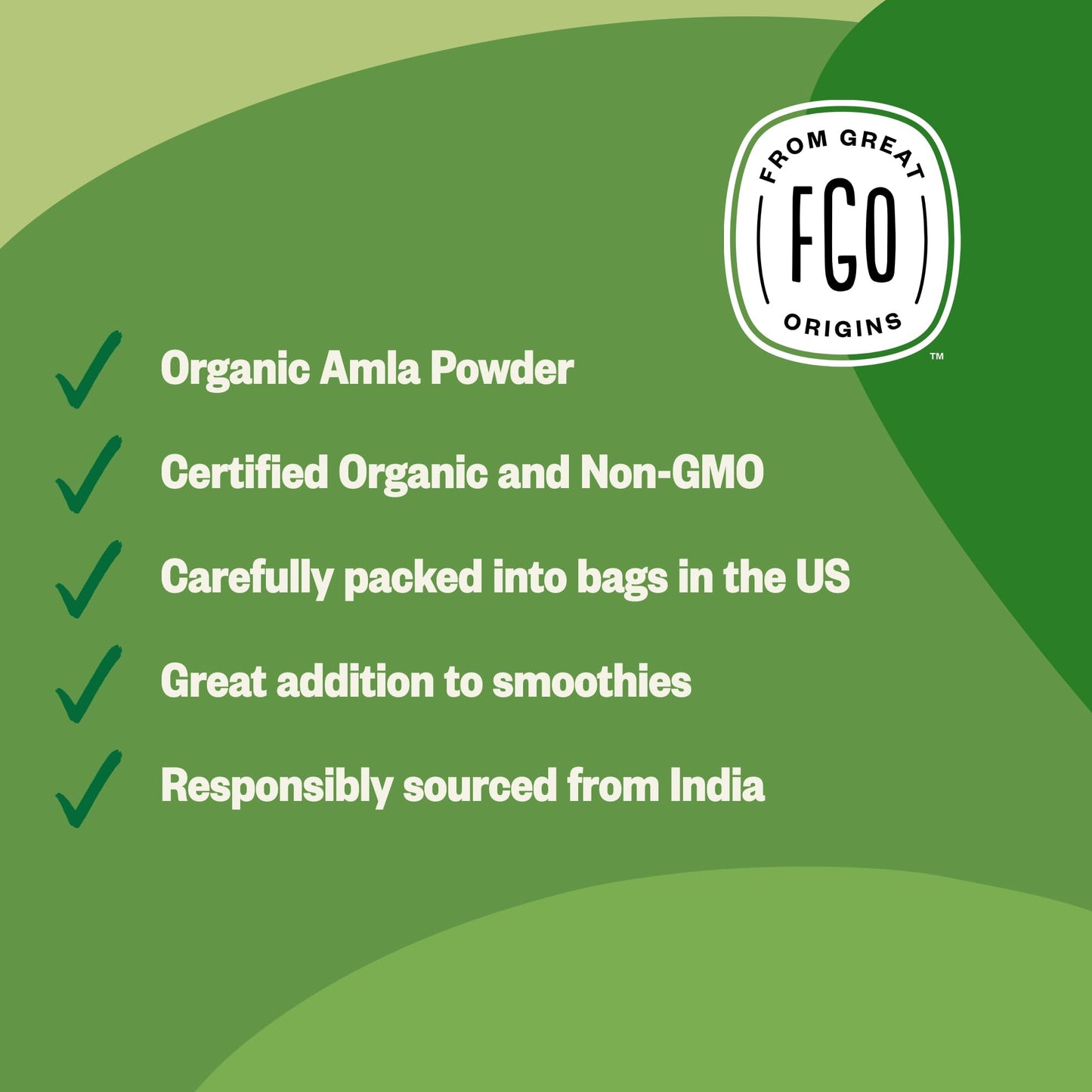 FGO Organic Amla Powder (Amalaki), 100% Raw from India, 16oz (Pack of 1)