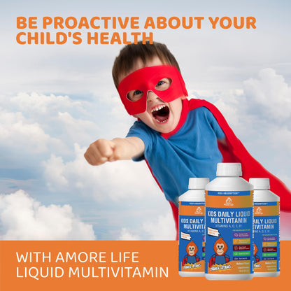 Amore Life Daily Liquid Multivitamin for Kids – Orange Flavor, Cod Liver Oil