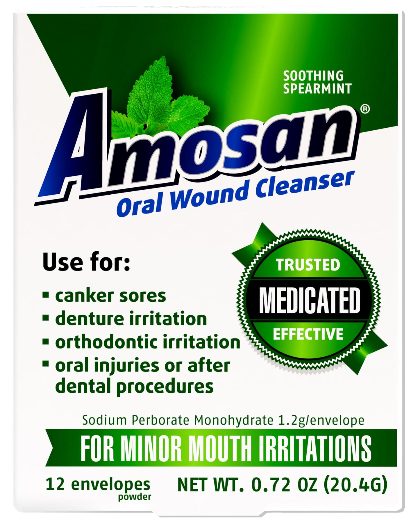 Amosan Oral Wound Cleanser - Spearmint | Soothing Mouth Care