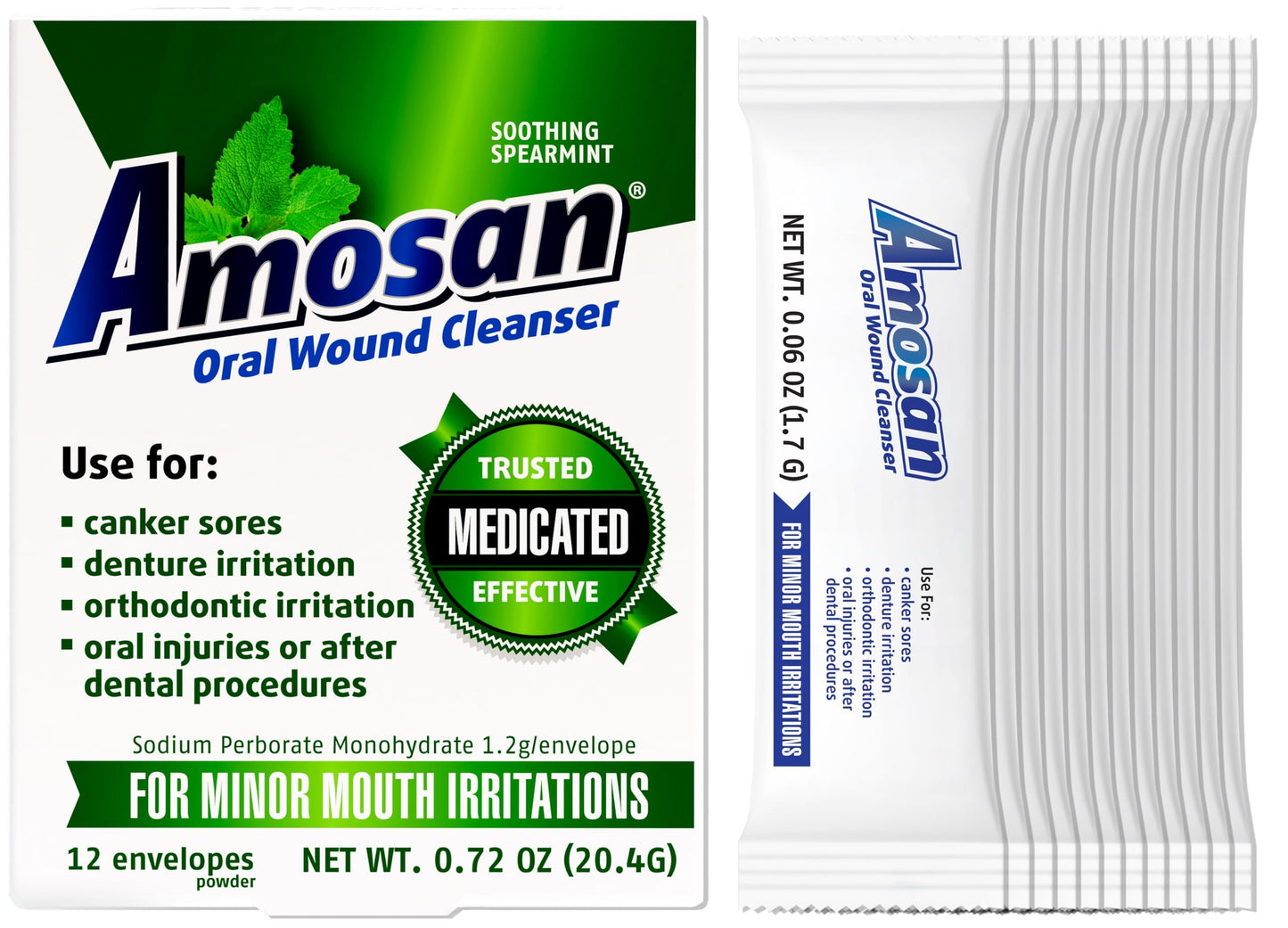 Amosan Oral Wound Cleanser - Spearmint | Soothing Mouth Care