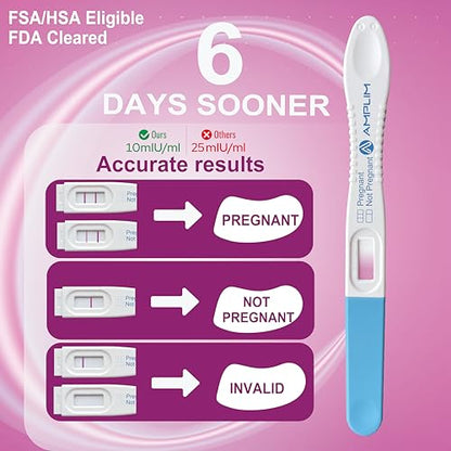Amplim Early Detection Pregnancy Test Sticks 15 Pack – 99.99% Accurate, 10 mIU/mL HCG, FDA Cleared, 6 Days Sooner