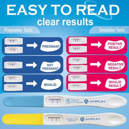 Amplim Pregnancy Test and Ovulation Tests Kit, 7 Pack Bulk Early Detection HCG & LH Sticks, 99.99% Accurate at Home Predictor 6 Days Early Result, Extra Sensitive Fertility Tracker - FDA Cleared