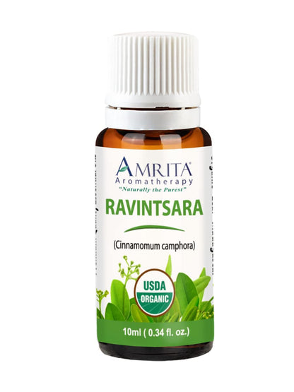 Amrita Aromatherapy Ravintsara Essential Oil – 100% Pure Cinnamomum camphora, USDA Organic, 10ml