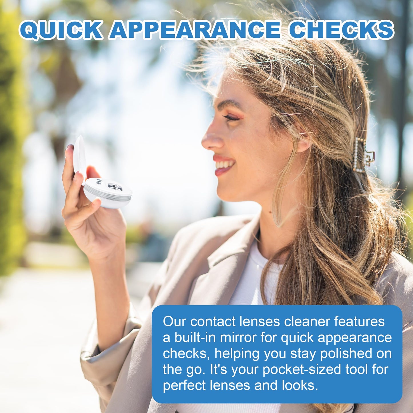 AMTAST Ultrasonic Contact Lens Cleaner – Rechargeable with Vanity Mirror