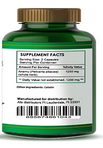 Organic Anamu 1250mg Supplement – 240 Capsules | Vitamisan (Petiveria alliacea)