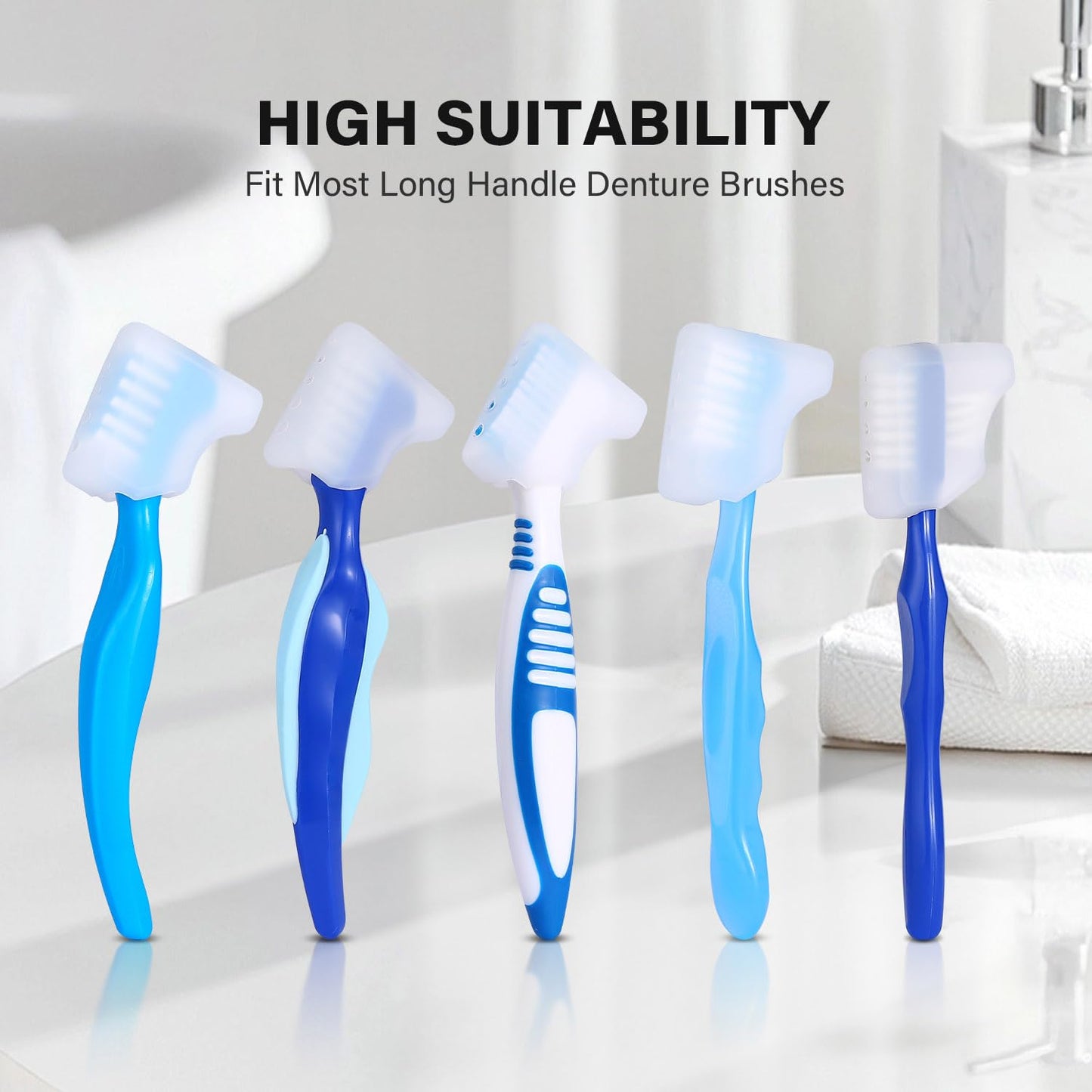 Anbbas 2pcs Silicone Denture Brush Cover Fit Most Denture Toothbrushes