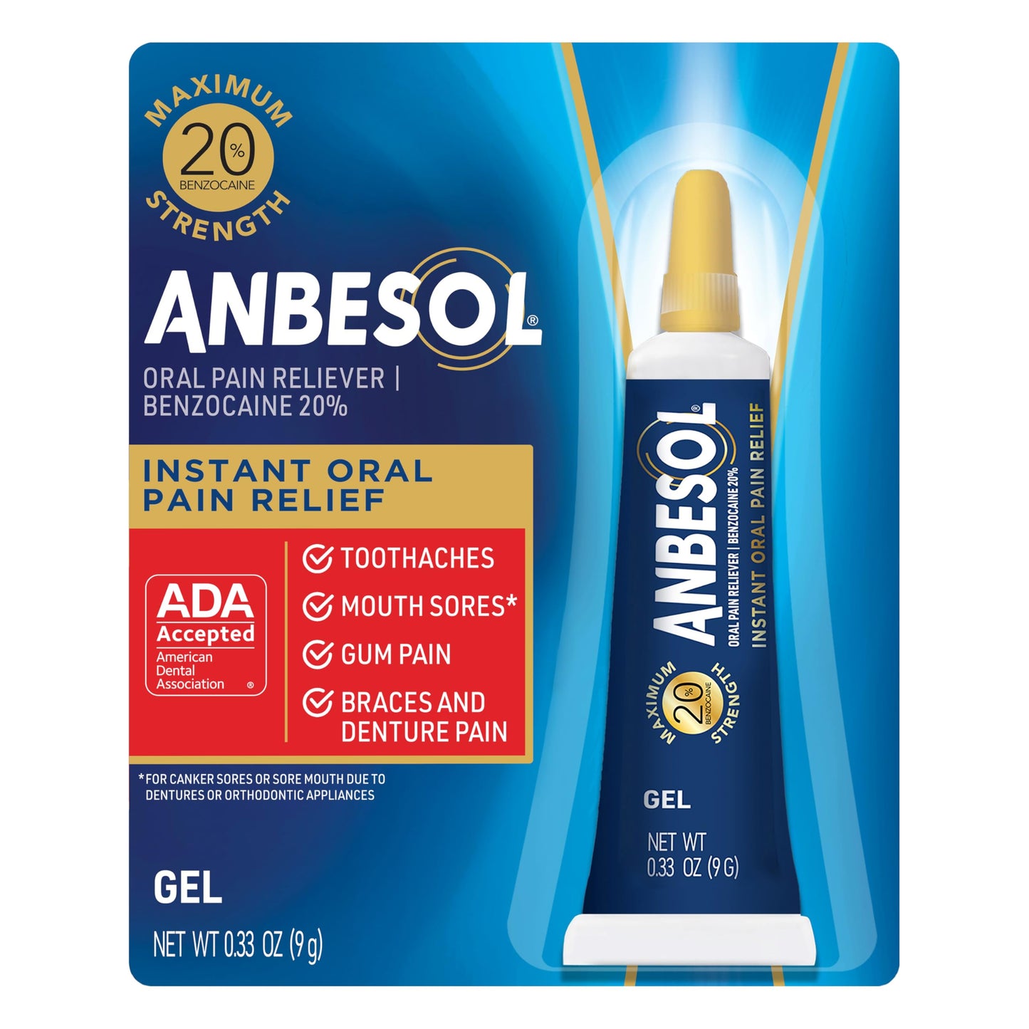 Anbesol Gel Maximum Strength 0.33 oz – Instant Oral Pain Relief