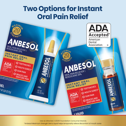 Anbesol Gel Maximum Strength 0.33 oz – Instant Oral Pain Relief