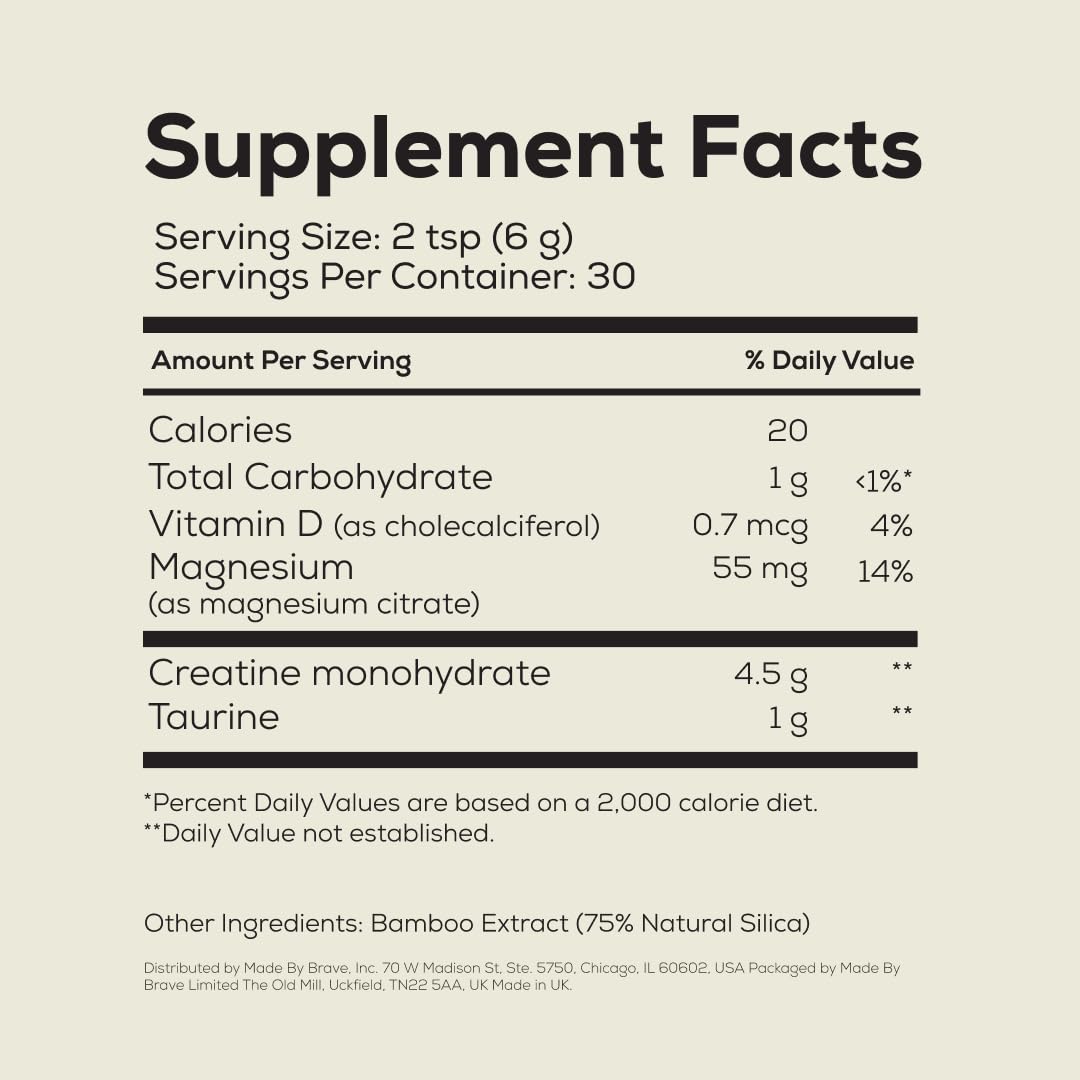 Ancient + Brave True Creatine+ Monohydrate Powder – 6.34 oz, 30 Servings – Vegan, High Performance