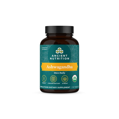 Ancient Nutrition Ashwagandha Tablets – Stress Relief, Energy, Mental Clarity, 30 Capsules (Paleo & Keto Friendly)