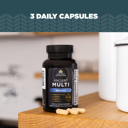 Ancient Nutrition Immune Support Multivitamin - 21 Vitamins & Minerals | 90 Capsules