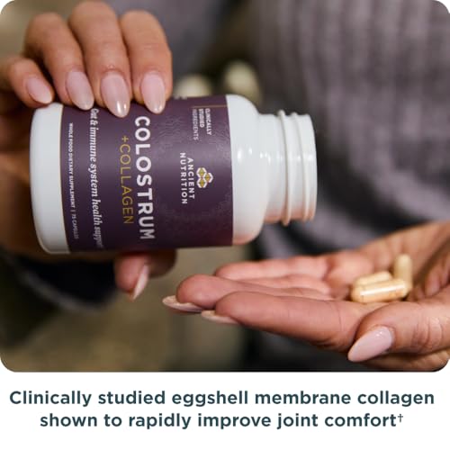 Ancient Nutrition Colostrum Superfood + Collagen – Grass-Fed Bovine Colostrum & Fermented Eggshell Membrane, 75 Count