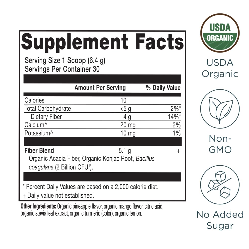 Ancient Nutrition Organic Fiber Powder Pineapple Mango (6.4 oz)