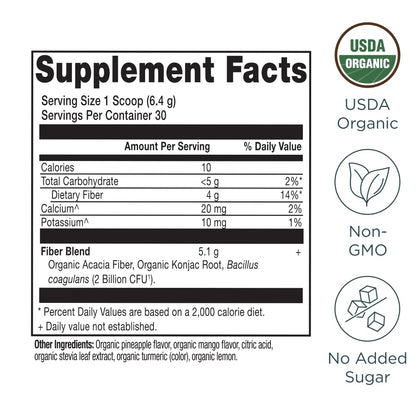 Ancient Nutrition Organic Fiber Powder Pineapple Mango (6.4 oz)