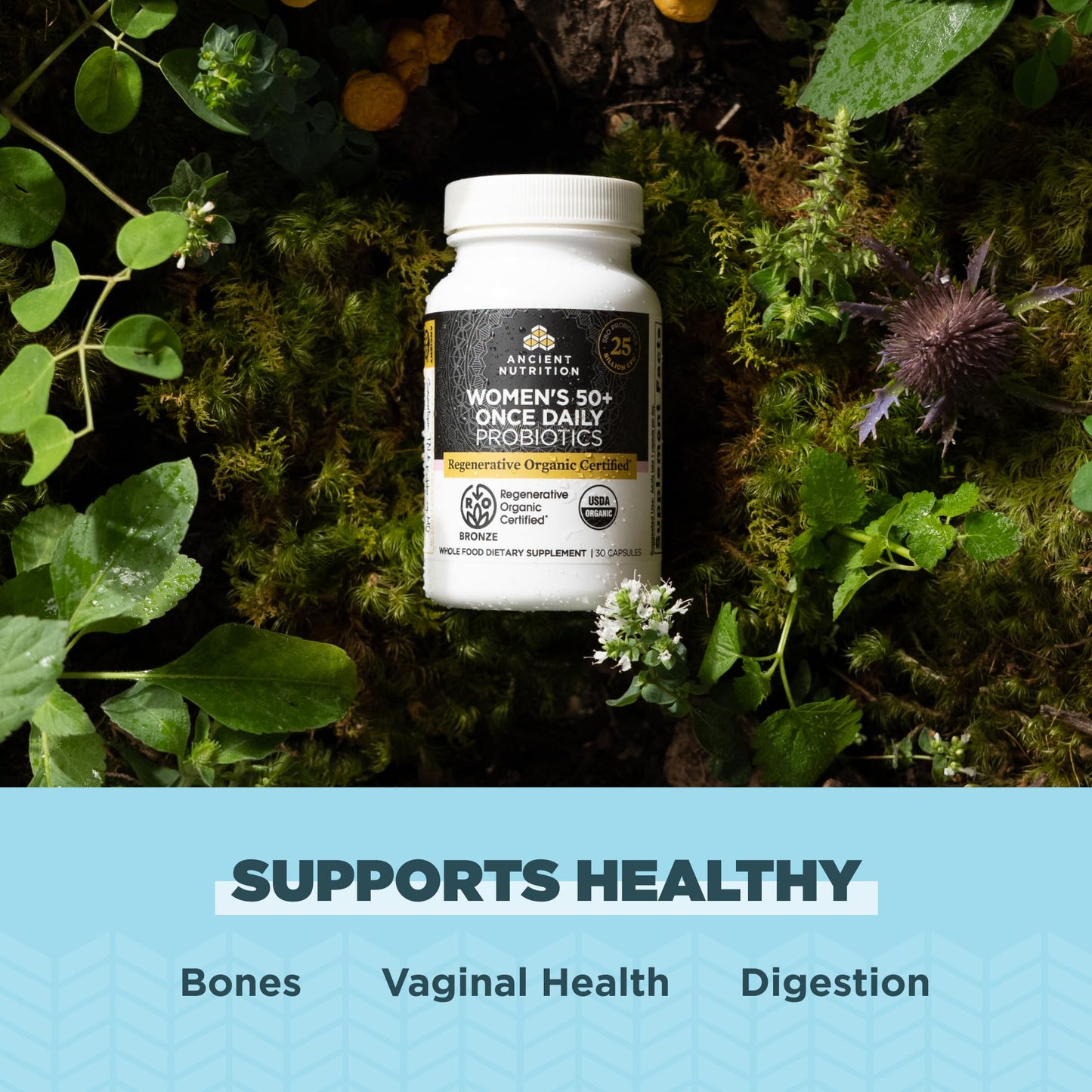 Ancient Nutrition Probiotics for Women 50+ | Regenerative Organic Certified | 25B CFUs | 30 Count | Once Daily