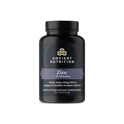 Ancient Nutrition Probiotics & Zinc – Immune & Gut Support (30 Count)