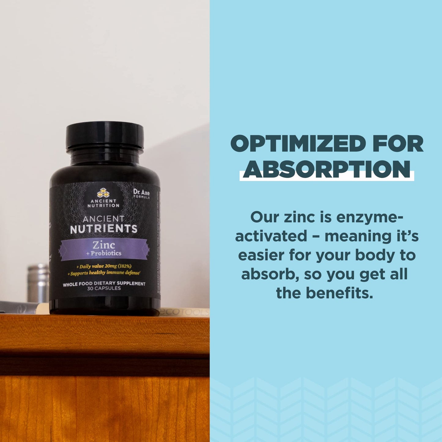 Ancient Nutrition Probiotics & Zinc – Immune & Gut Support (30 Count)