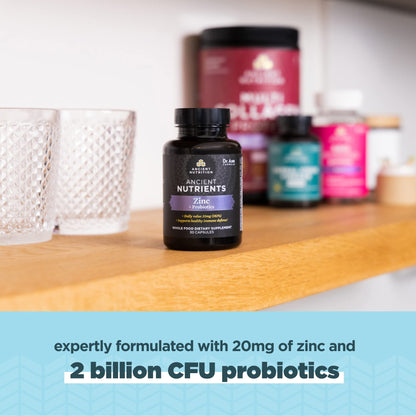 Ancient Nutrition Probiotics & Zinc – Immune & Gut Support (30 Count)
